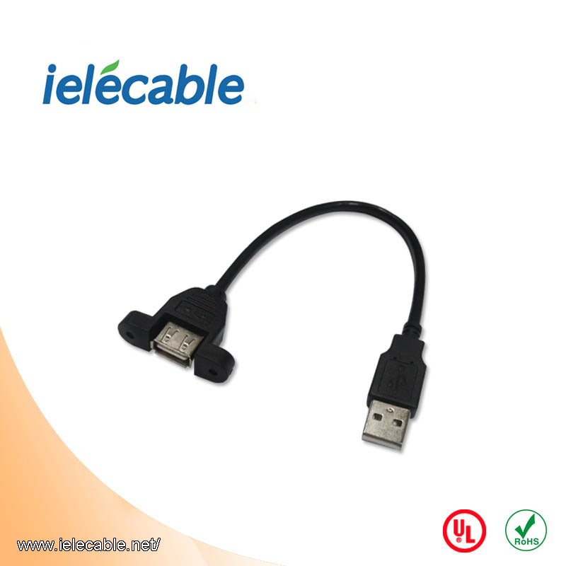 USB 2.0 A Male to A Female Extension Cable with Panel Mount 